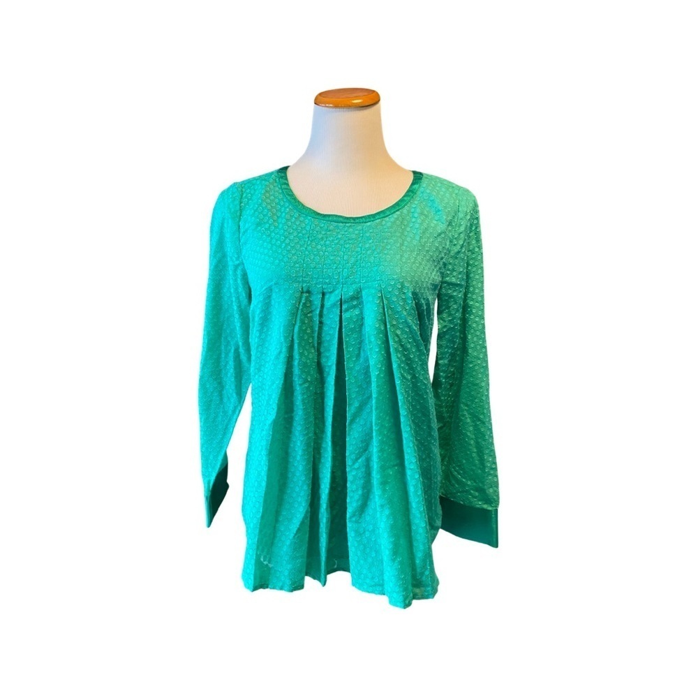 VINEYARD VINES Green Teal Polka Dot Top Blouse 2